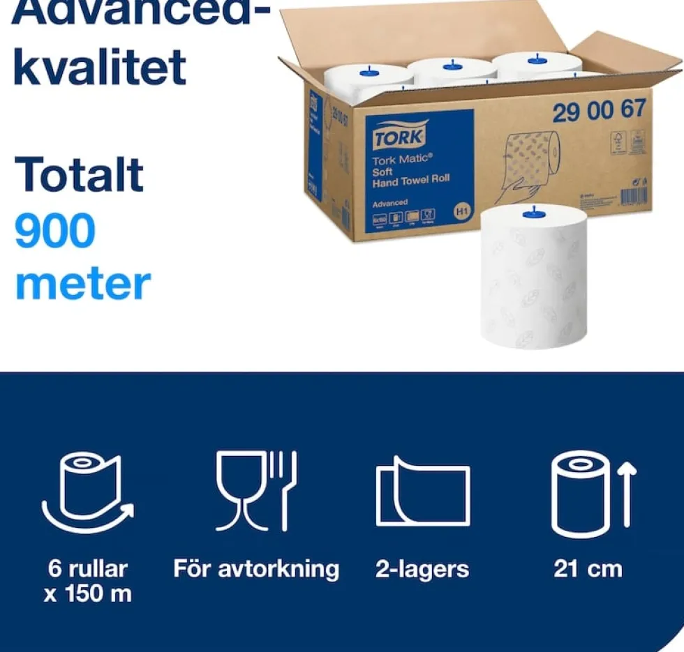 Handtorkrulle TORK Matic Advanced H1, grå dekor, 2-lag, 21cm, 150m