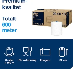 Handtorkrulle TORK Matic Premium H1, blå dekor, 2-lag, 21cm, 100m, 6rl