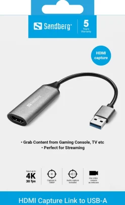 HDMI Capture Link to USB-A, Black