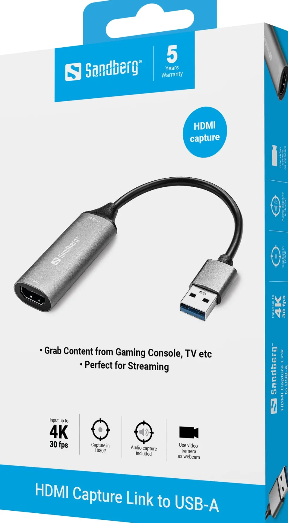 HDMI Capture Link to USB-A, Black