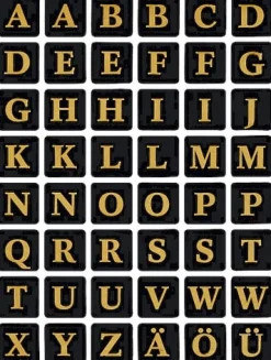Herma etikett bokstäver A-Z 13x13 guld/svart