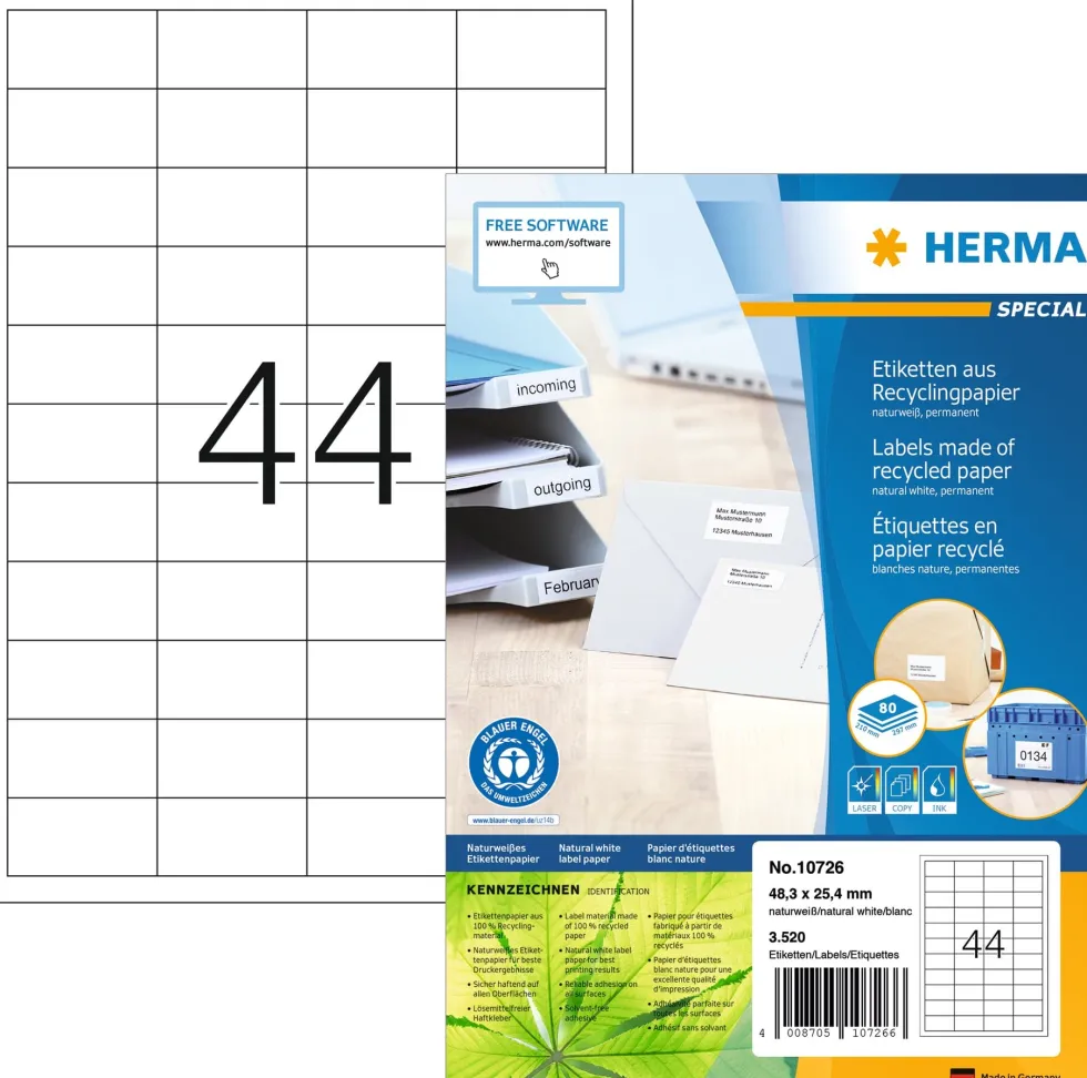 Herma etikett recycled 48,3x25,4 vit (3520)