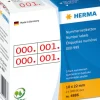 Herma etikett siffer 0-999 dubbel 10x22 röd (2x1000)