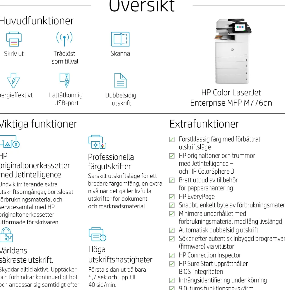 HP LaserJet Color A3 MFP M776dn printer
