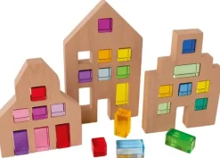 Hus i trä med sensoriska klossar 3 hus