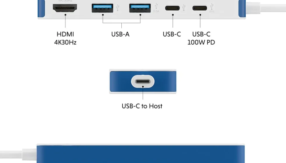 HyperDrive Flex 5 Port USB-C Hub Blue