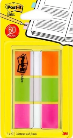 Index POST-IT 24x43,2mm neon 60/fp