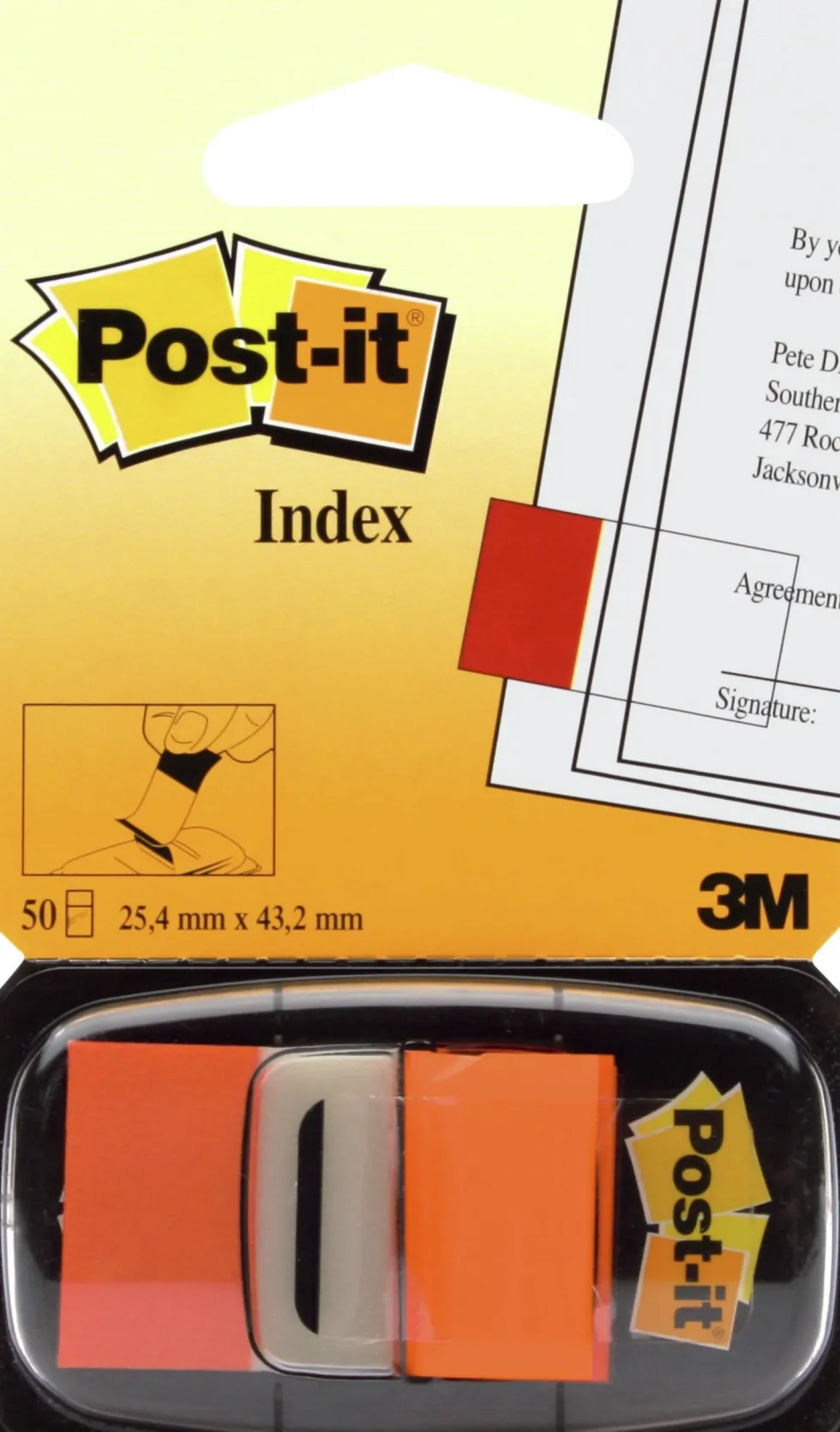 Index POST-IT 25,4x43,2mm orange 50/fp