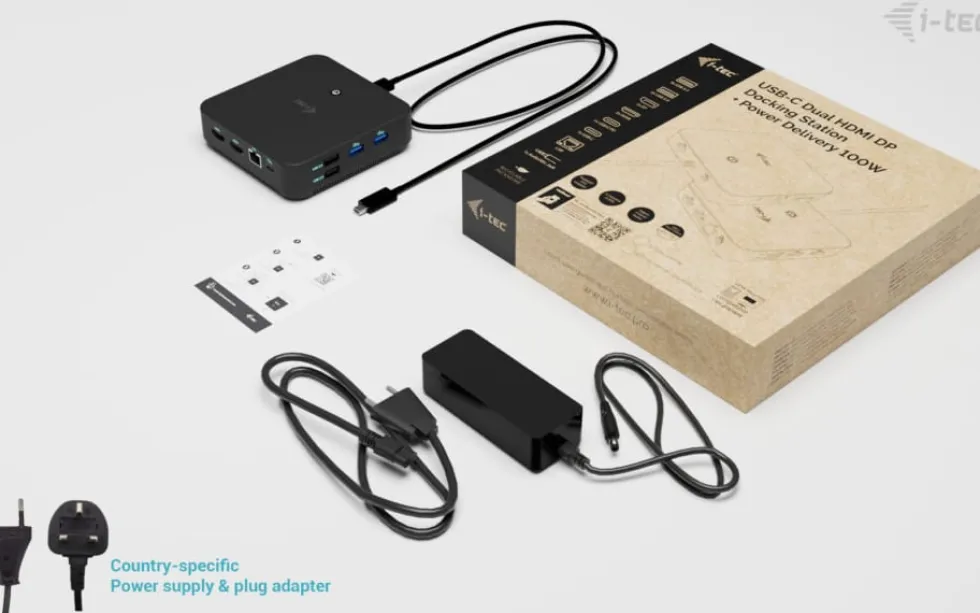 I-TEC USB-C DP Dual HDMI Docking Station, PD 100W + PSU 100W