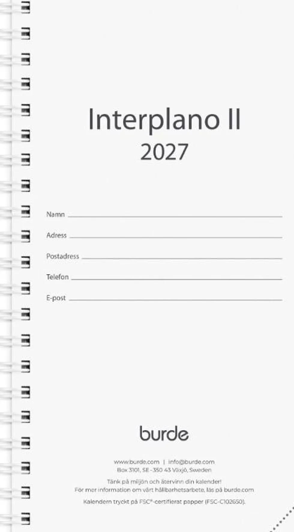 Kalender Interplano II refill 2027
