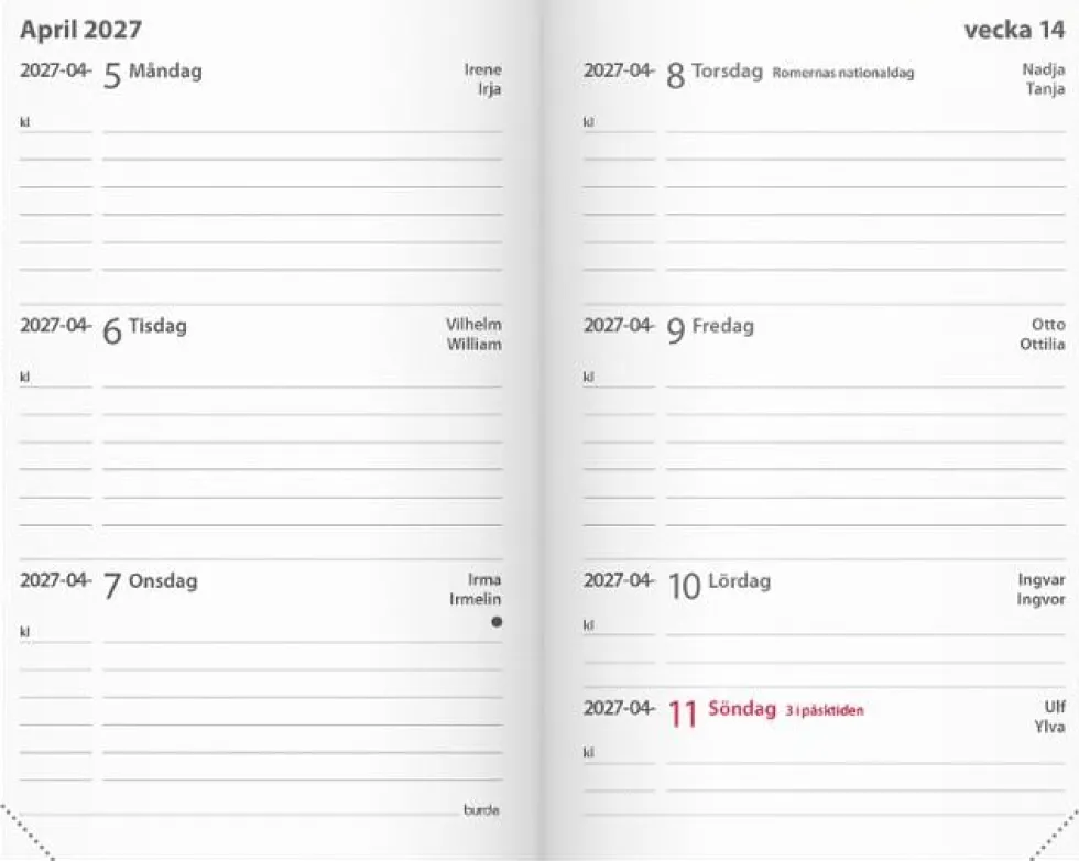 Kalender Leader 2027 konstläder svart