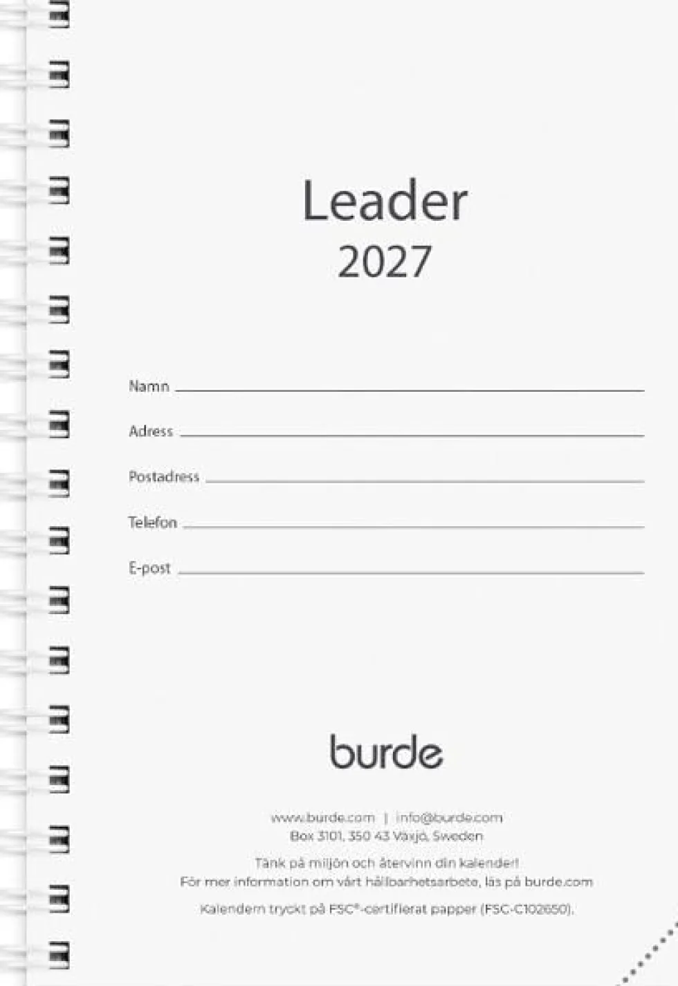Kalender Leader refill 2027