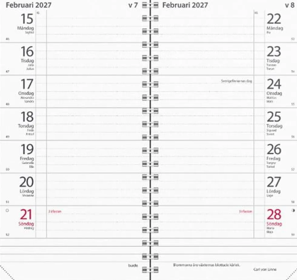 Kalender Plano 2027 svart