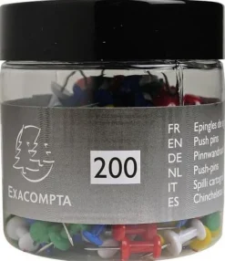 Kartnål EXACOMPTA sort.färger 200/fp