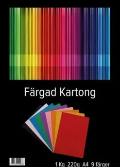 Kartong A4 220g, 9 färger, 1kg