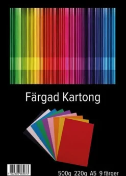 Kartong A5 220g, 9 färger, 0,5kg