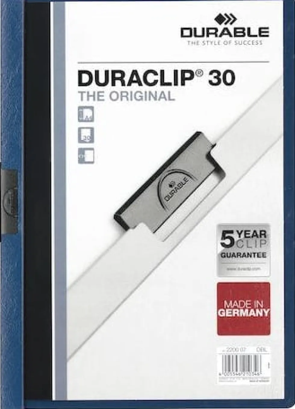 Klämmapp DURABLE Duraclip A4 Blå, 30 blad