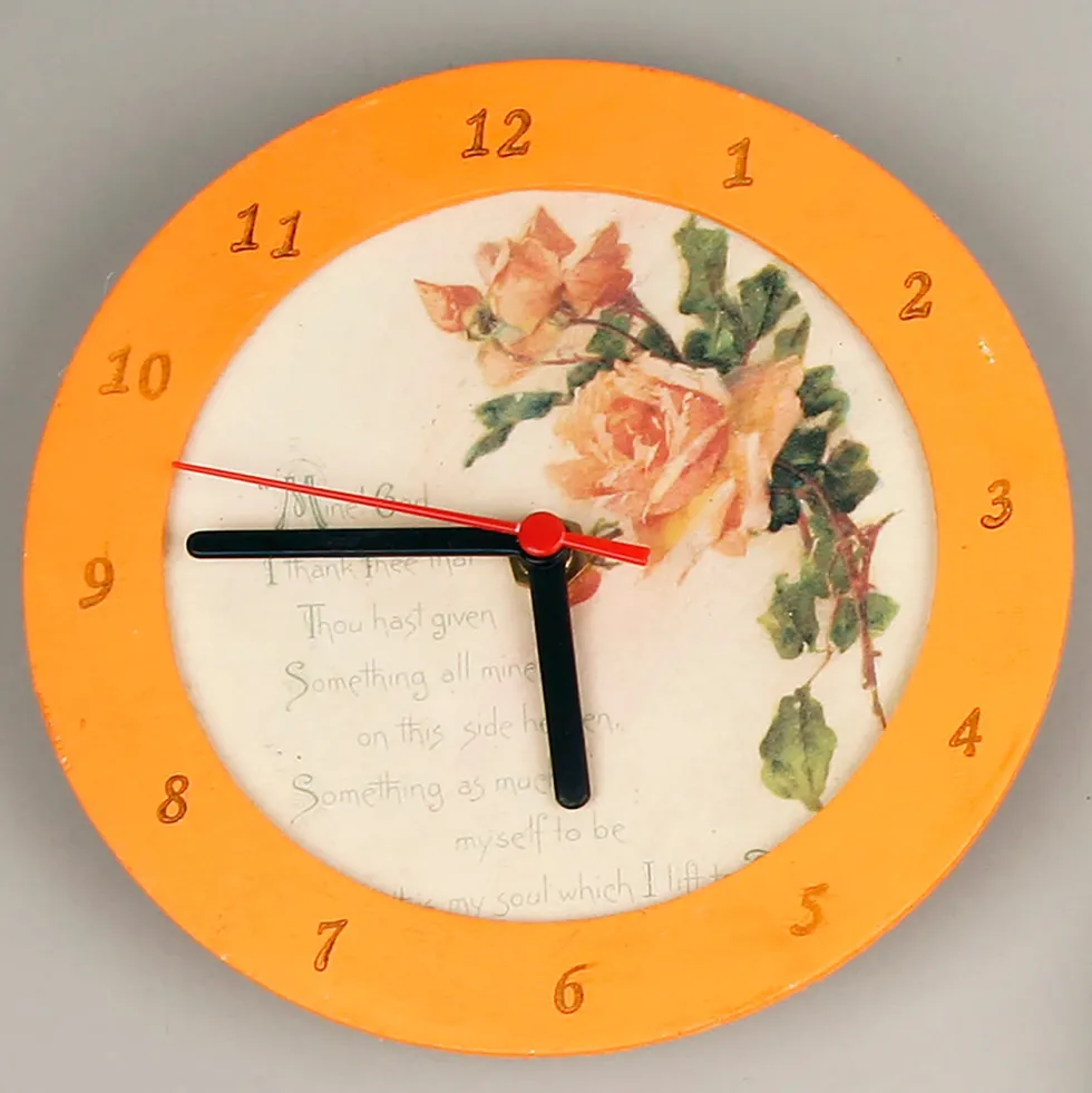Klocka med träram 15cm plywood