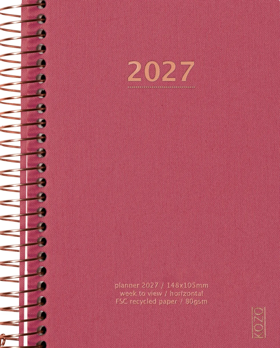 KOZO Kalender 2027 A6 Vecka per uppslag Guava Pink