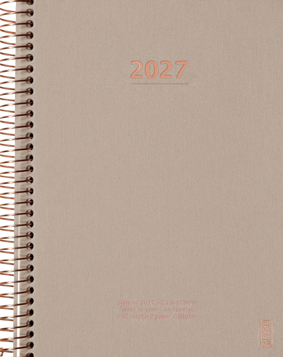 KOZO Kalender 2027 A5 Vecka per uppslag Sand