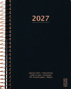 KOZO Kalender 2027 A6 Vecka per uppslag Black