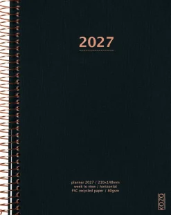 KOZO Kalender 2027 A5 Vecka per uppslag Black