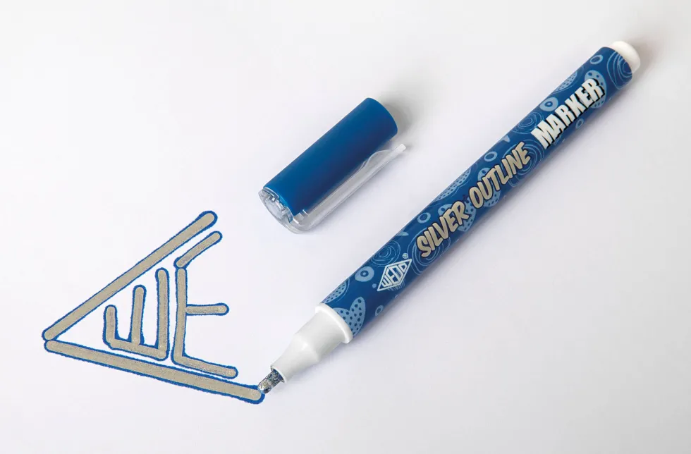 Kreative outliner pen sort. (6) Silver