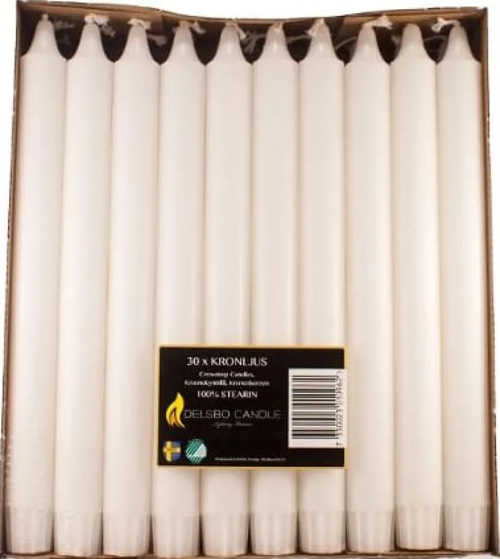 Kronljus DELSBO Stearin 25cm 30/fp
