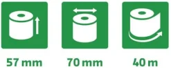 Kvittorulle 57x70x12mm 40m