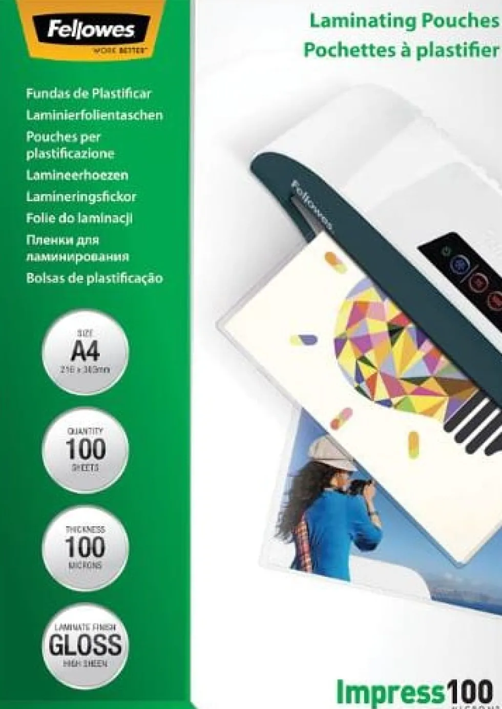 Laminat FELLOWES A4 100mic klar 100/fp