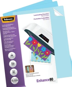 Laminat Självhäftande FELLOWES A4 80mic klar 100/fp