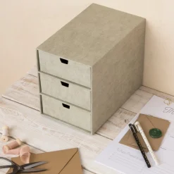 3-lådsbyrå Ingrid canvas linen