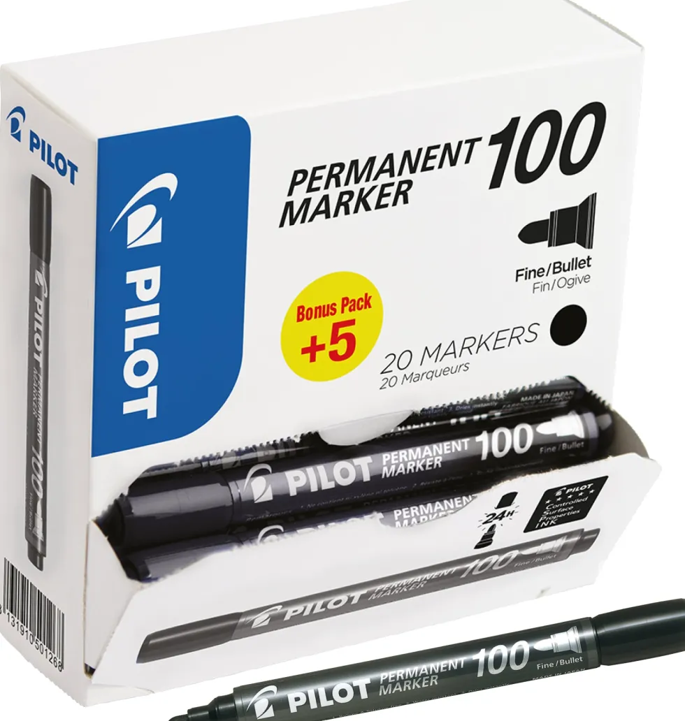 Marker Permanent 100 konisk Value Pack svart (20)