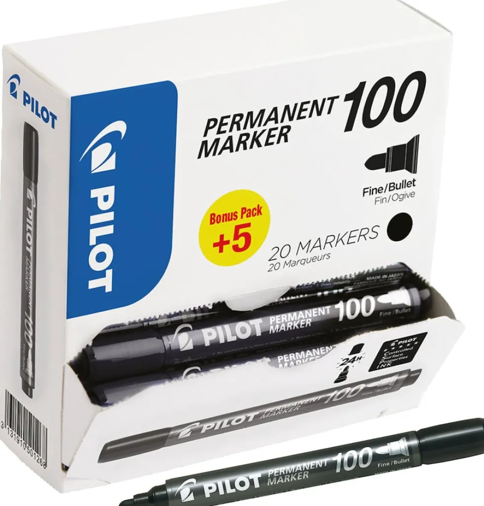 Marker Permanent 100 konisk Value Pack svart (20)