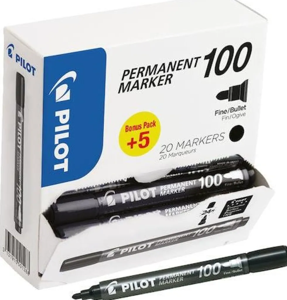 Marker Permanent 100 konisk Value Pack svart (20)
