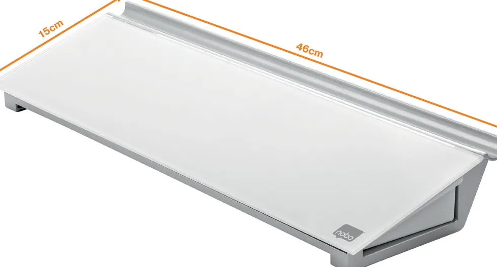 Memotavla glas NOBO med pennfack, vit, 460mm