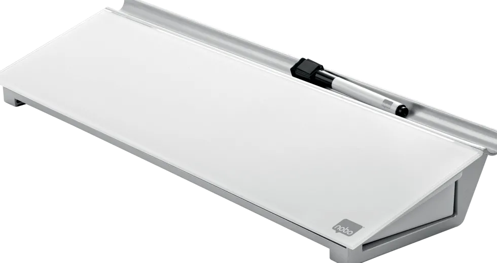 Memotavla glas NOBO med pennfack, vit, 460mm