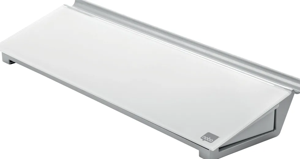 Memotavla glas NOBO med pennfack, vit, 460mm