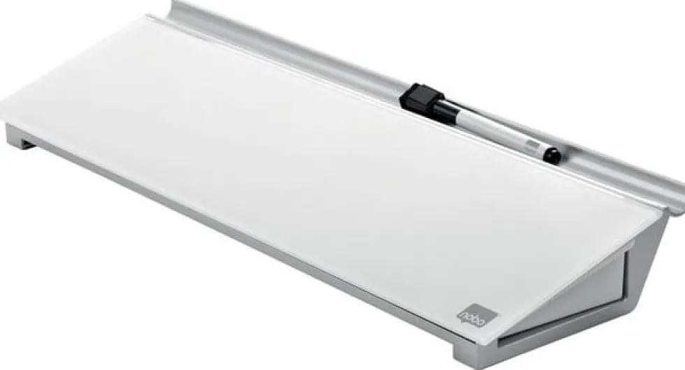 Memotavla glas NOBO med pennfack, vit, 460mm