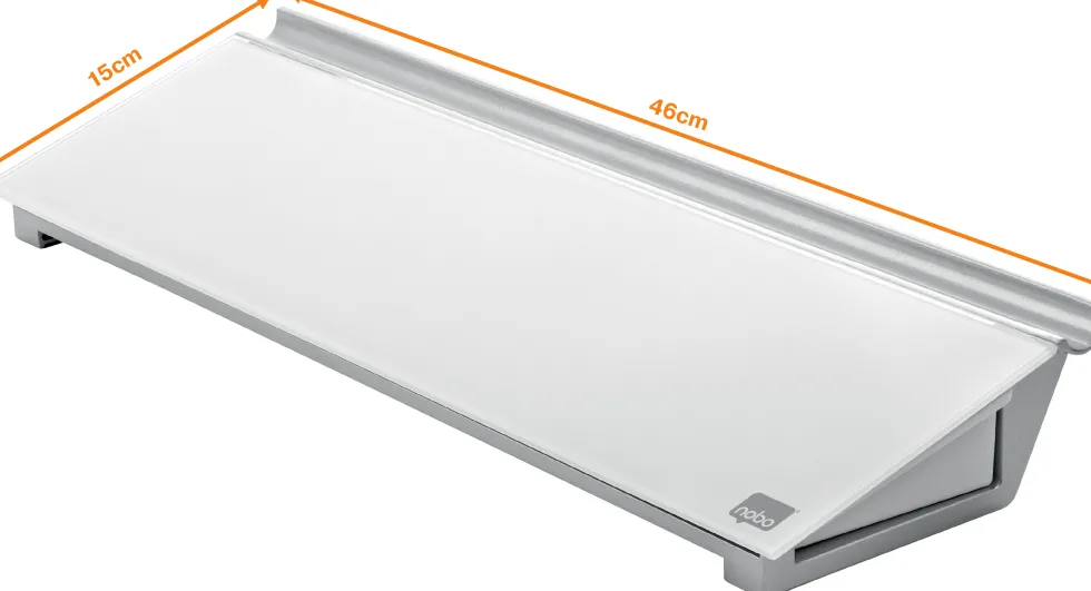 Memotavla glas NOBO med pennfack, vit, 460mm