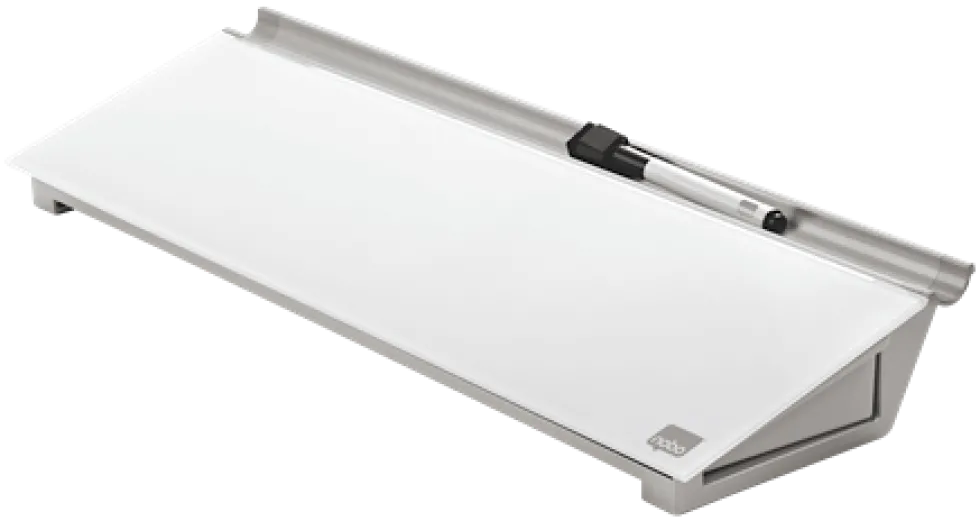 Memotavla glas NOBO med pennfack, vit, 460mm