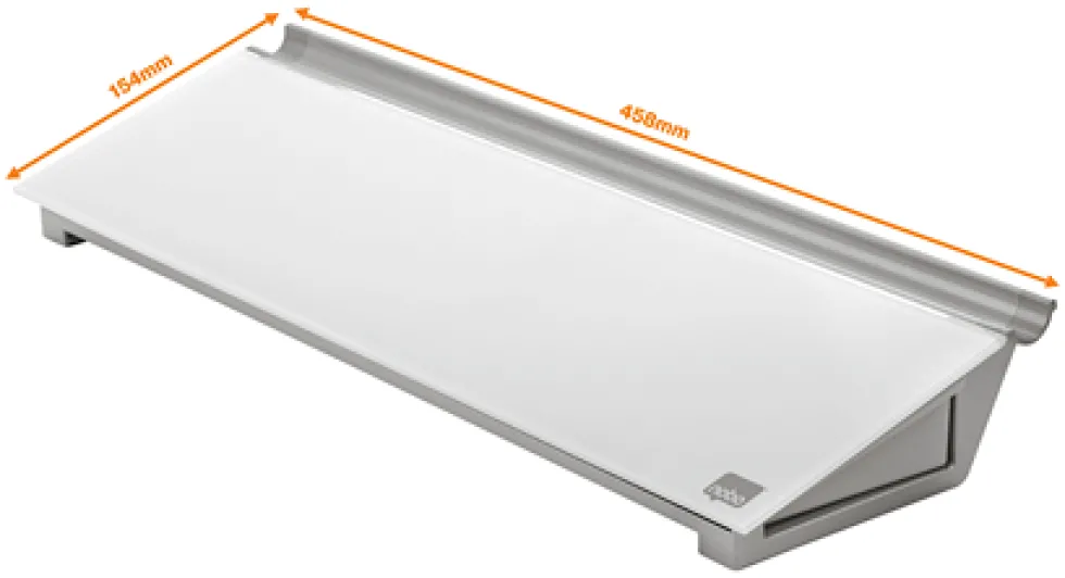 Memotavla glas NOBO med pennfack, vit, 460mm