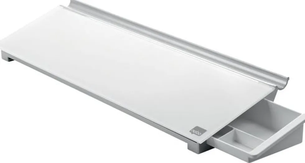 Memotavla glas NOBO med pennfack, vit, 460mm