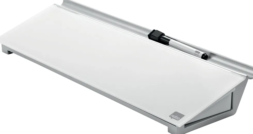 Memotavla glas NOBO med pennfack, vit, 460mm