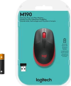 M190 Full-size wireless mouse, Red