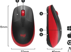 M190 Full-size wireless mouse, Red