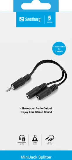 MiniJack Splitter 1-2, Black