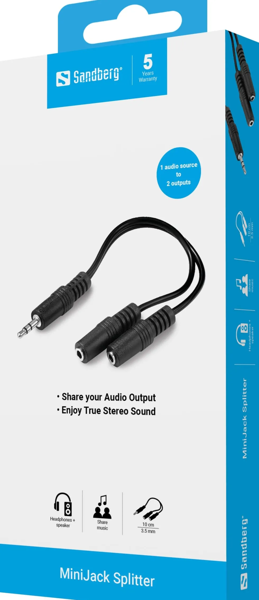 MiniJack Splitter 1-2, Black