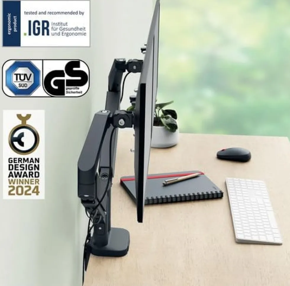 Monitorarm LEITZ Ergo Dubbel Grå