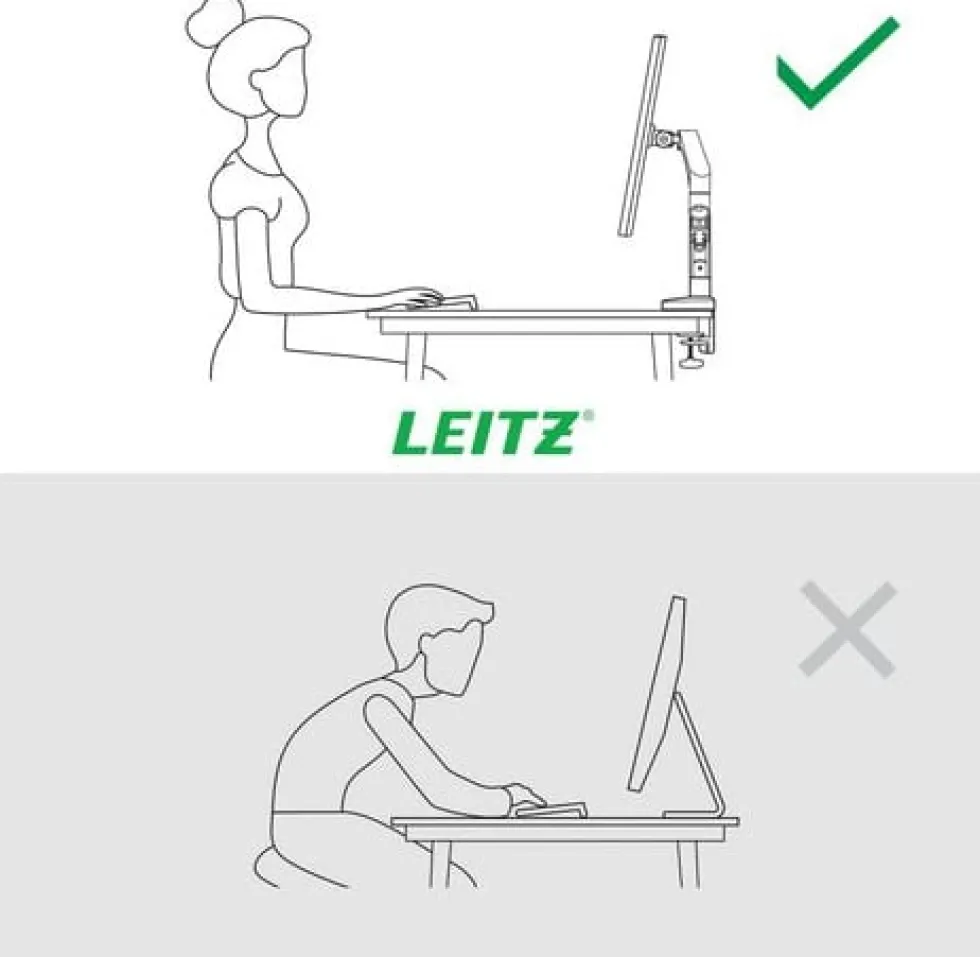 Monitorarm LEITZ Ergo Dubbel Grå